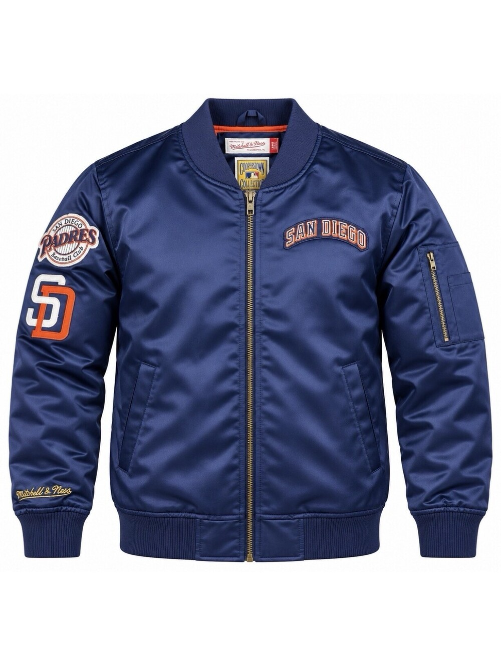Mitchell & Ness San Diego Padres Jacket Men’s Large Navy Satin Bomber MLB New